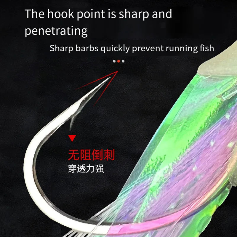 5pcs Artificial Bait Laser Fish Skin Spanish Mackerel Hook Luminous Fishing Sabiki Rig String Hook For Sea Fishing Lure Equipmen