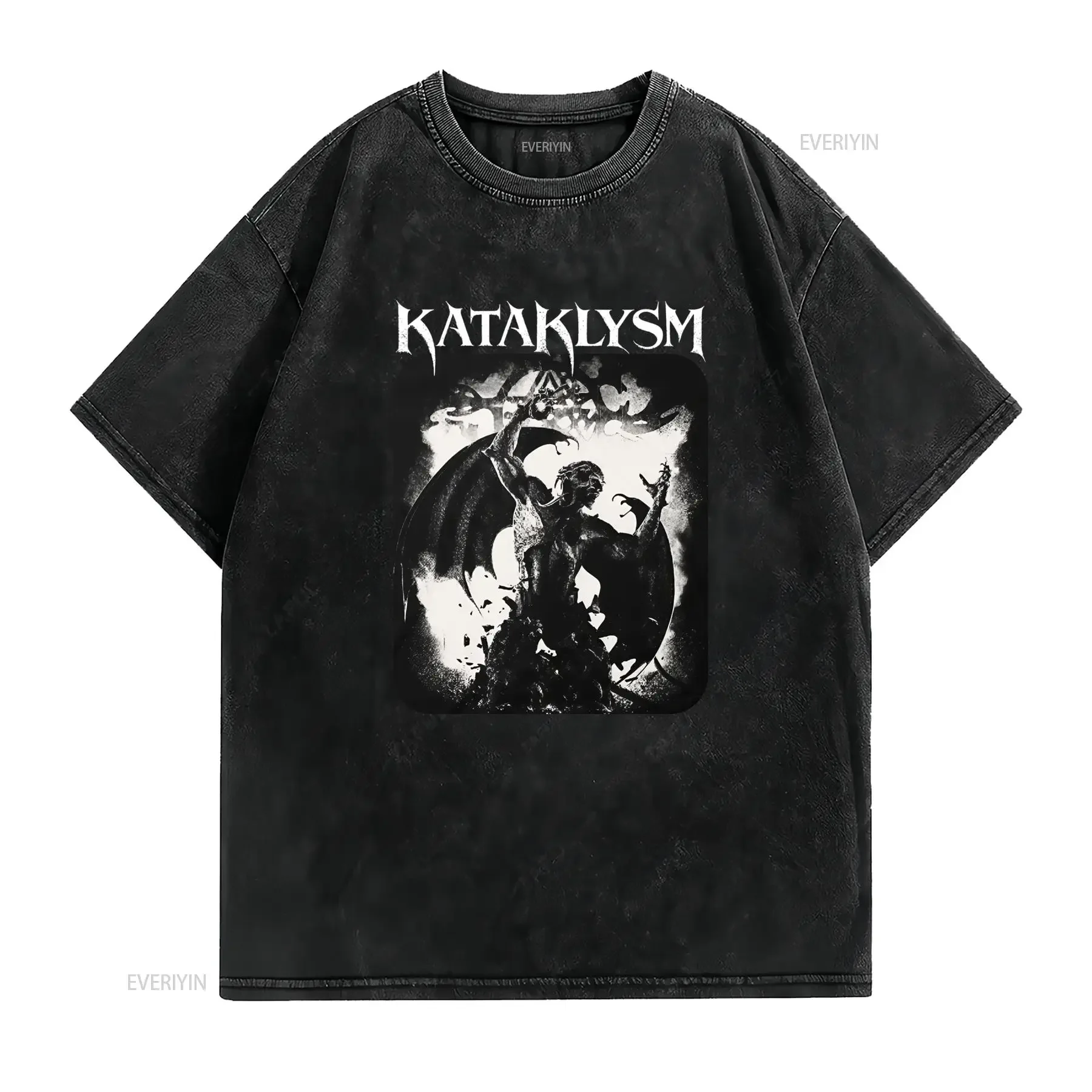 Kataklysm Vintage Logo Tričko pre Heavy Metal Merch Bežné Okrúhle Vhodné do Pračky Celoročný Strih na Koncerty a Nosenie