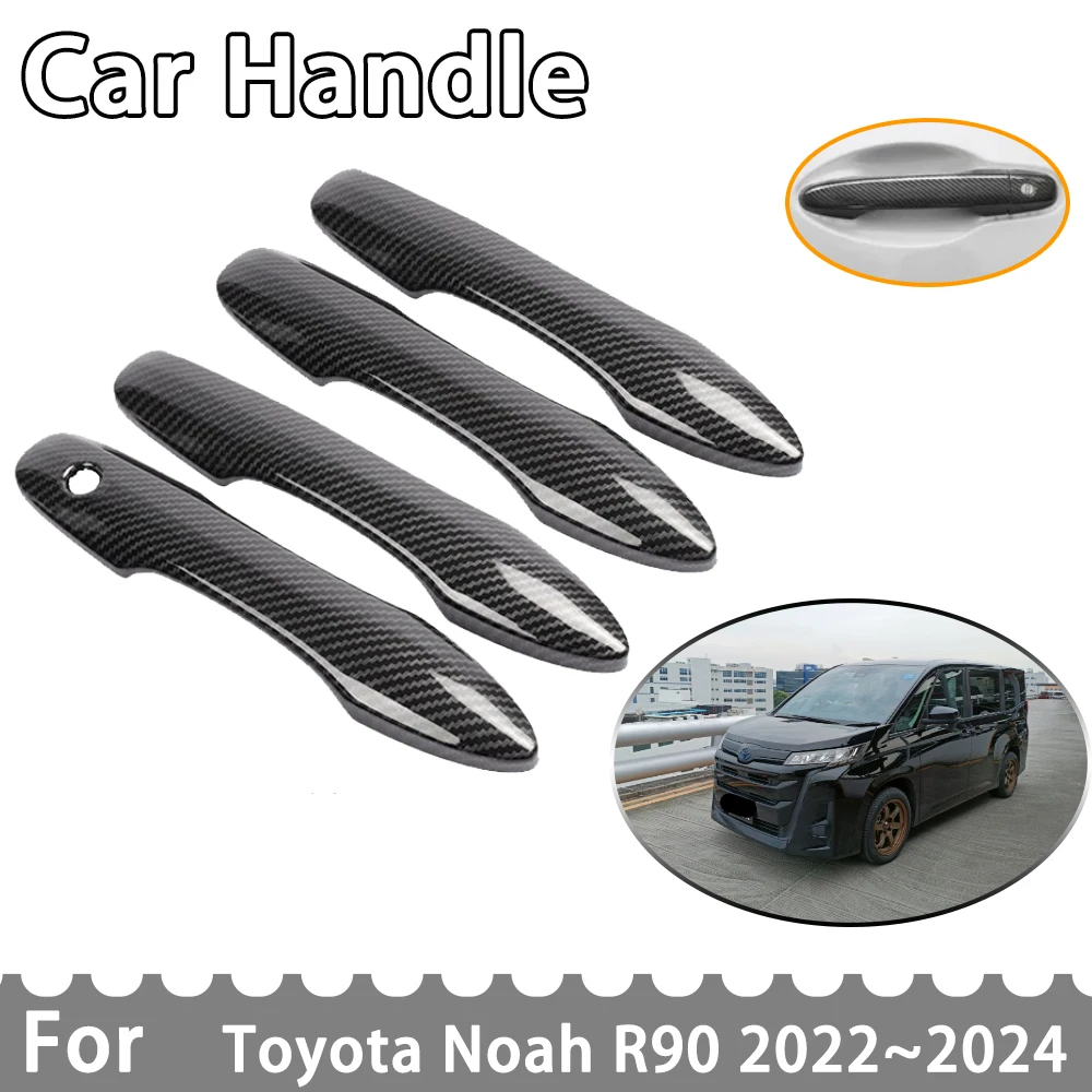 Carbon Fiber Door Handl Cover for Toyota Noah Voxy 90 R90 2022 2023 2024 Accessories Suzuki Landy Car Exterior Styling Stickers