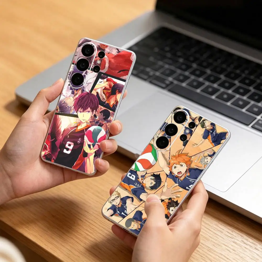 Anime volleyball Tobio H-Haikyuu Clear Hard Phone Case For Samsung S25,24,23,22,21,10,9,Ultra,Plus,Lite Transparent Cover