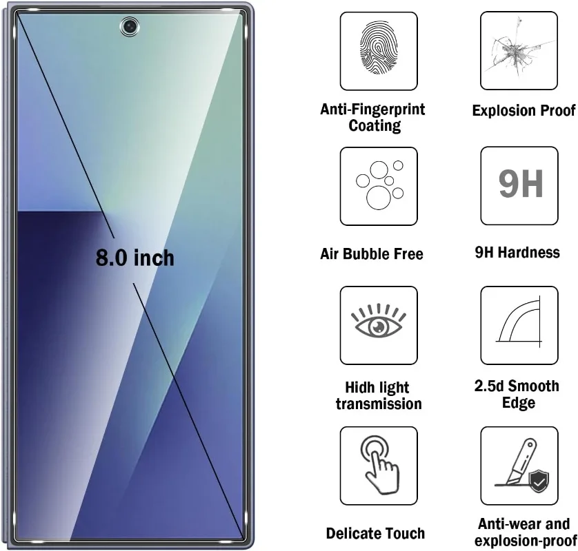3/2/1Pcs Premium Tempered Glass For Samsung Galaxy Z Fold 7 HD Clear Screen Protector For Samsung Galaxy ZFold7 Hardness Films