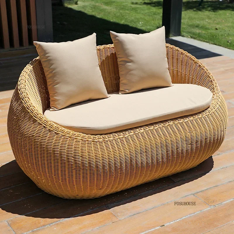 Outdoor Garden Furniture Sets Courtyard Terrace Sofa Chair and Table Set Leisure Homestay Balcony PE Rattan Sofa Combination B