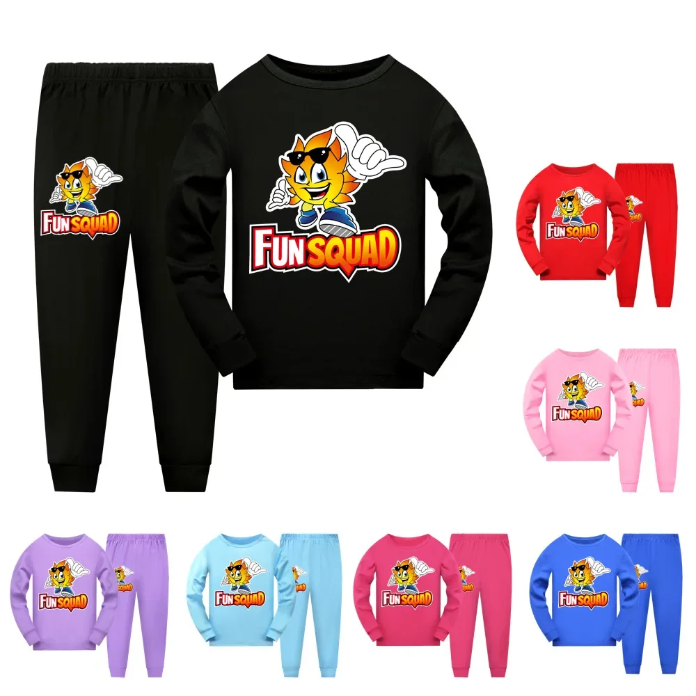 Funny Hot Video Fun Squad Gaming Tracksuit Kids Printed sweater Pants 2pcs Sets Baby Boys Clothing Sets Toddler Girl Outfits