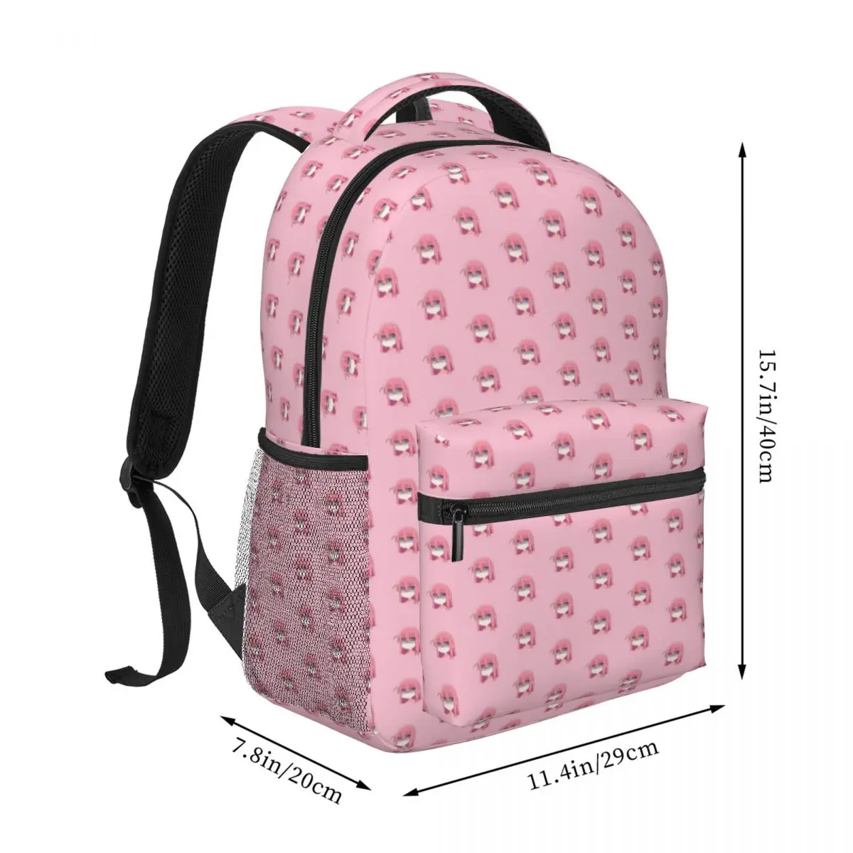 Bocchi le Rocher! Hitori Gotou Chibi Head Sac à dos pour hommes et femmes, mode étudiante, sac à dos d'affaires, sac à dos imprimés Initiated, 16 po