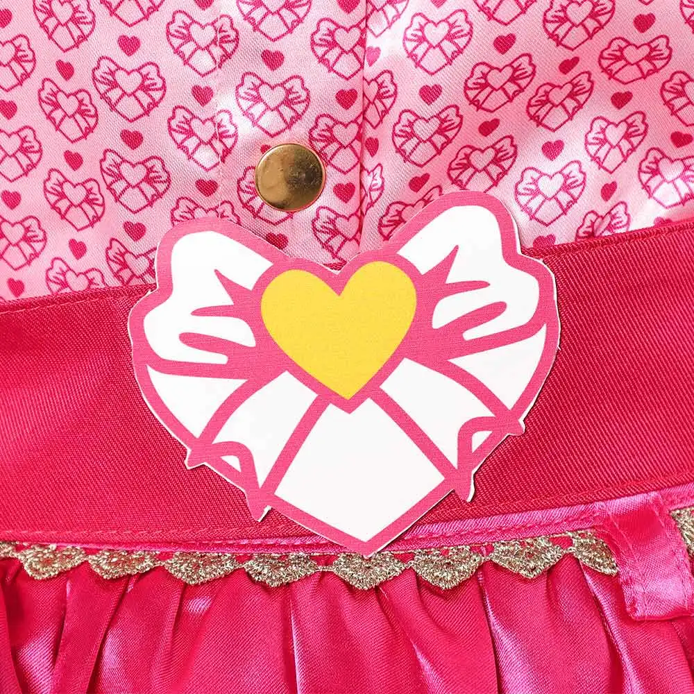 Princess Pink of Hearts Cosplay Descendants Costume Women Blazer Pattern Shirt Ruffle Skirt Heart Bag Tights Hair Bow Halloween view 5