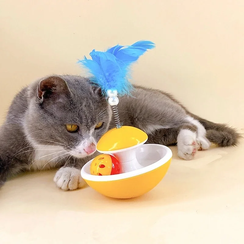 Funny Pet Toys tumblers Interactive Entertain Itself Feather Tumbler Toy Small Bell Kitten Catch Plaything Pet Products