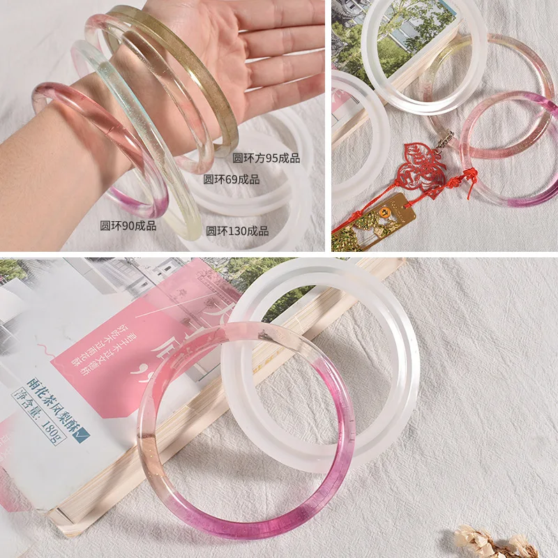 Silicone Bracelet Resin Epoxy Molds Bracelet Bag Handle DIY Jewelry Make Pendant UV Resin Mould Round Mixed Size Epoxy Mold