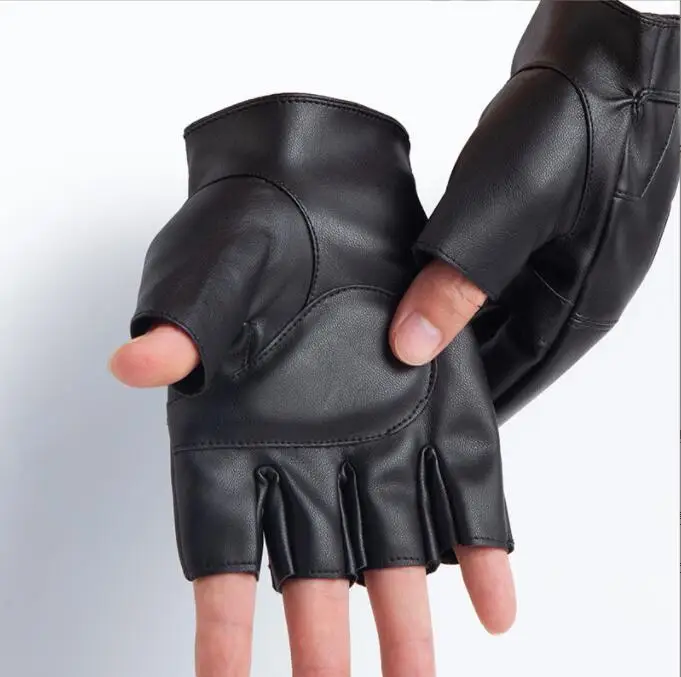 mens leather fingerless gloves Moto Fingerless Gloves Half Finger High Quality Luvas Driving Training Fitness Guantes Gloves