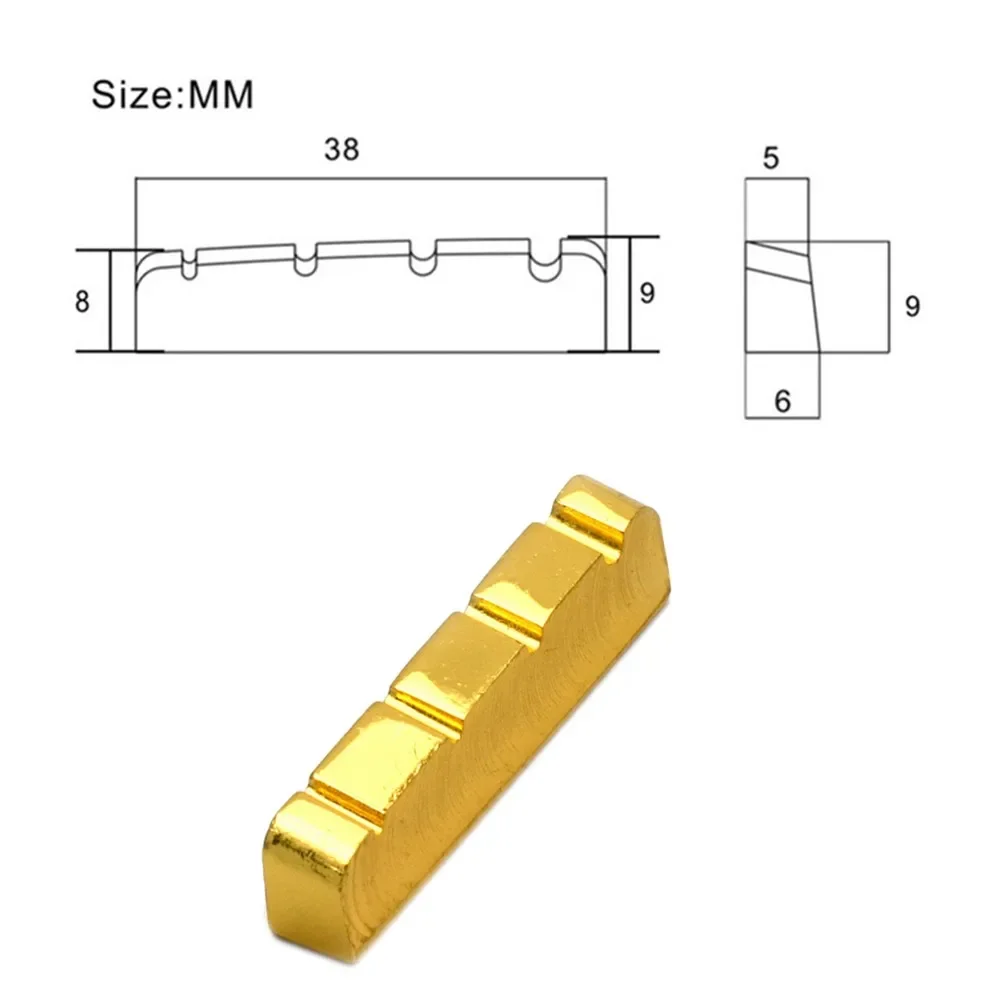 4 String Brass Bass Guitar Nut Slotted Brass Gold Plated Electric Bass Guitar Nut 38/42mm Musical Instruments Guitar Parts