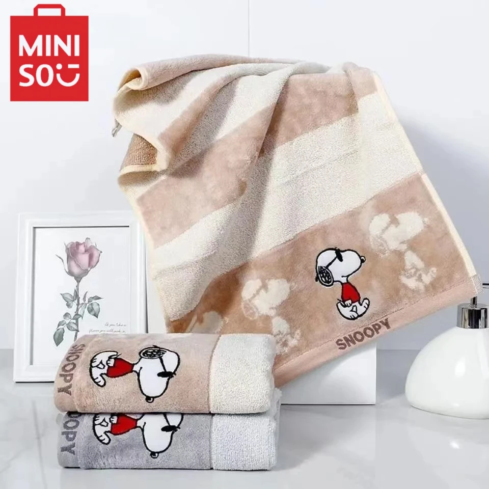 Toalla de baño de algodón de dibujos animados Miniso, Snoopy, lindo perro, Súper suave, baño para el hogar, lavado de manos y cara, 74x35cm