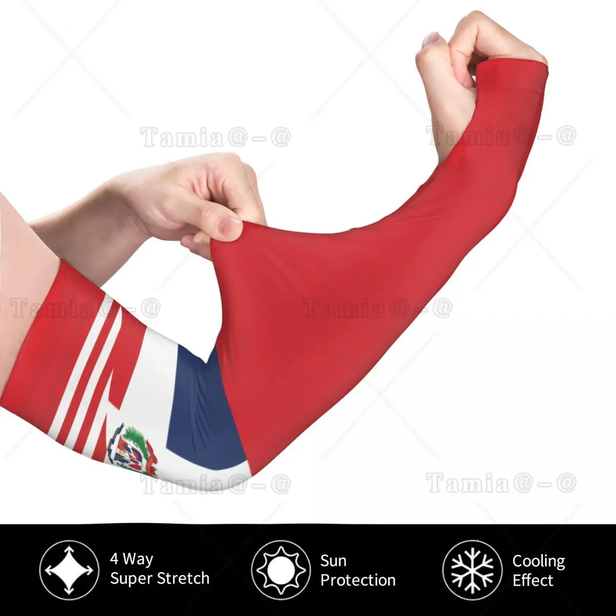 Coole fietsmouwen Sport Amerikaanse vlag en vlag van de Dominicaanse Republiek Koelarmmouwen Anti-zonnebrand Zonnebrandcrème Uv-bescherming