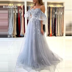 Off Shoulder Tulle Prom Dresses for Teens Lace Appliques Corset Puffy Sleeve Formal Evening Gowns Plus Size Party Dress 2025