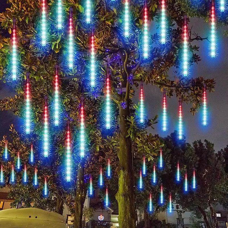 Imagem -03 - Decoração Meteoro Led Luzes de Chuva Jardim Feriado Rua Exterior Casamento Árvore de Natal Plugue ue Plugue Eua