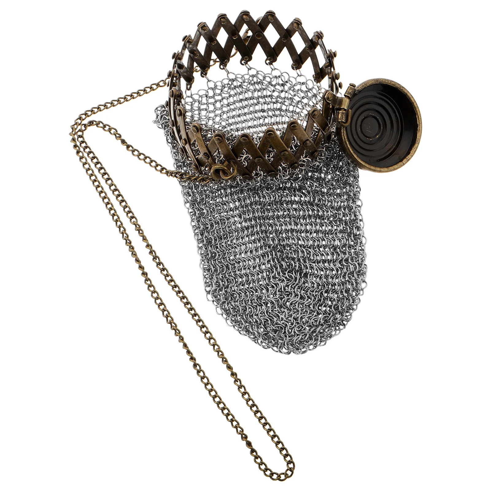 

Coin Box Vintage Double Mesh Design Twist Lid Stainless Steel Coin Storage for Retro Collectors Classic Change Holder