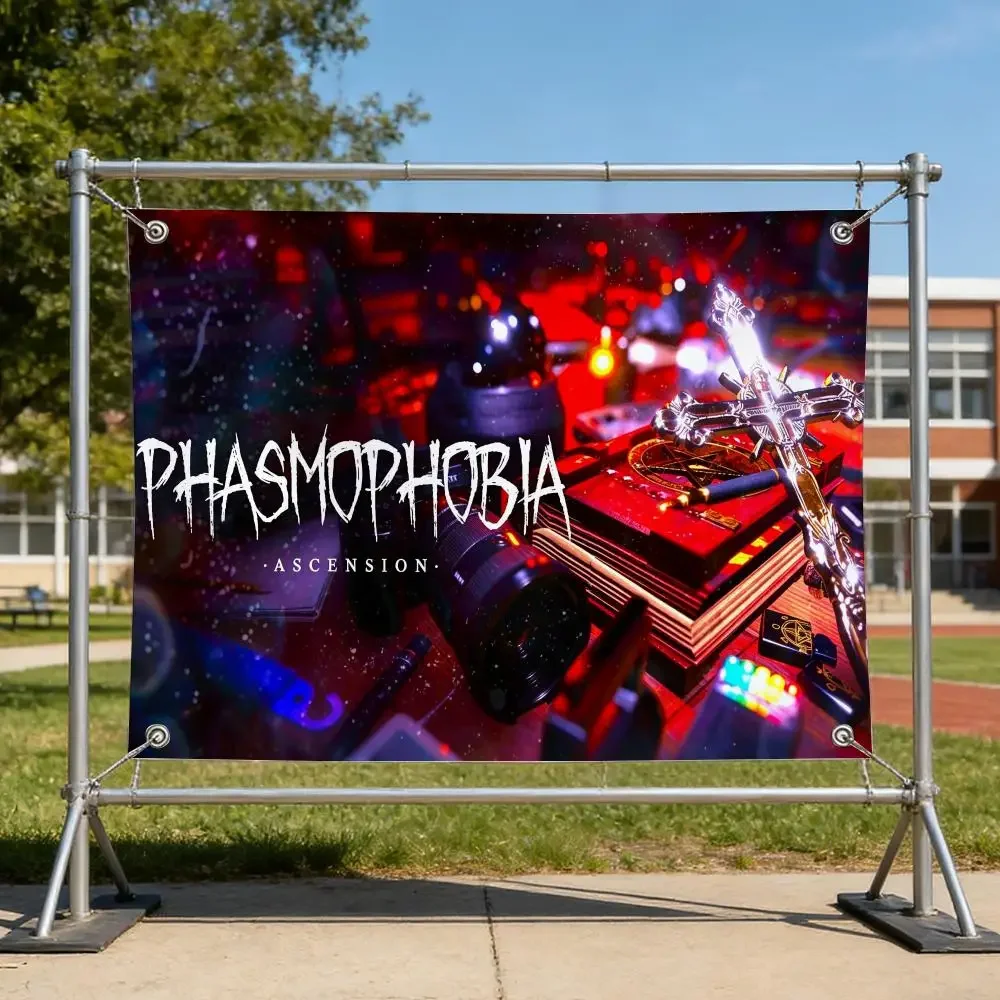 Game Horror Ghost Phasmophobia Co-op Flags Specialized for indoor and outdoor home decorations, outdoor camping, and bar parties