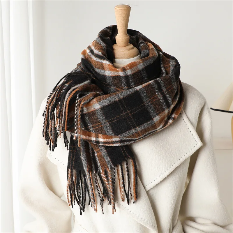 

Designer Brand Plaid Cashmere Scarf for Winter Warm Pashmina Blanket Scarves Tassel Casual Bufanda Poncho Lady Wraps Shawls