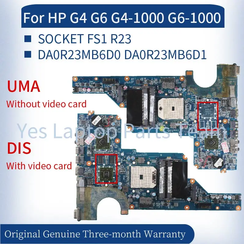 Imagem -03 - Placa-mãe Portátil para Notebook hp G41000 R13 G4-1000 G6-1000 G7-1000 636373001 Da0r13mb6e1 Da0r13mb6e0 G4-1000