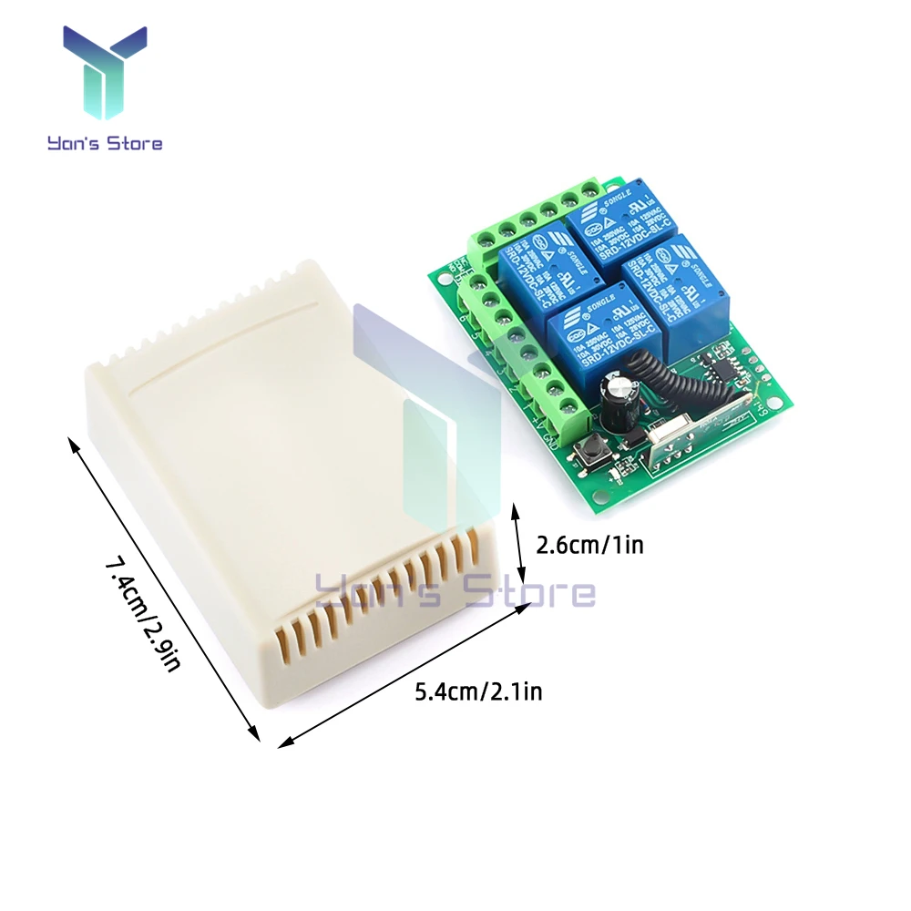 315MHz 433Mhz DC12V Smart Wireless Remote Control Switch 4 Channel RF Relay Receiver Module for Home Light Switch Garage Gate