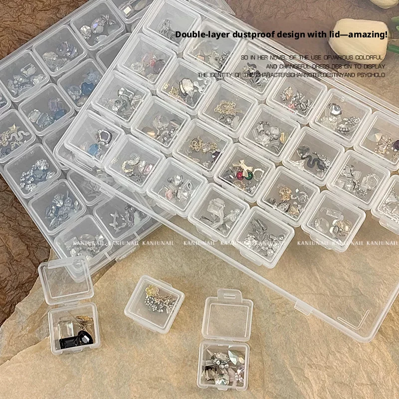 1 Box Full Visible 6/8/12/18/20/28/30Grids Nail Rhinestone Holder Comes With A Lid Dust-proof Box For Jewelry And Rhinestones