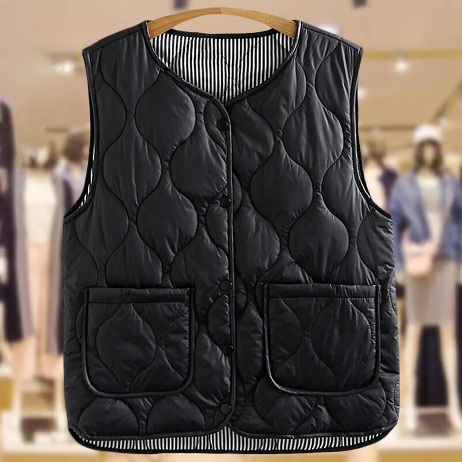 Lightweight Fall Vest Women's Winter Layering Vest Coat with Storage Bag Thin Padded V Neck Sleeveless Down Coat for Outdoor