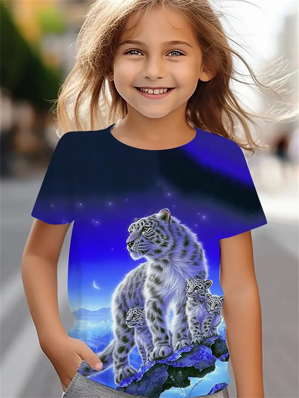 New Funny Animal 3d Print Girls' T-Shirts Party Fashion Short Sleeved Tops Tee 2025 Casual T-Shirts Girls' Clothing