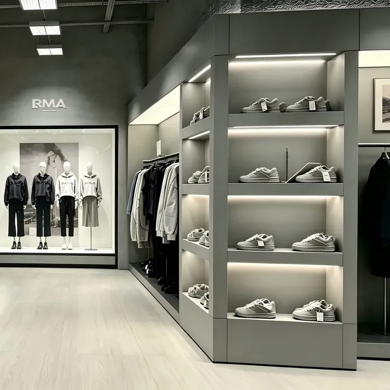 LED Lighting Eco-Friendly Waterproof Wall-Mounted Clothes Display Racks and Shelves for Clothing Shops