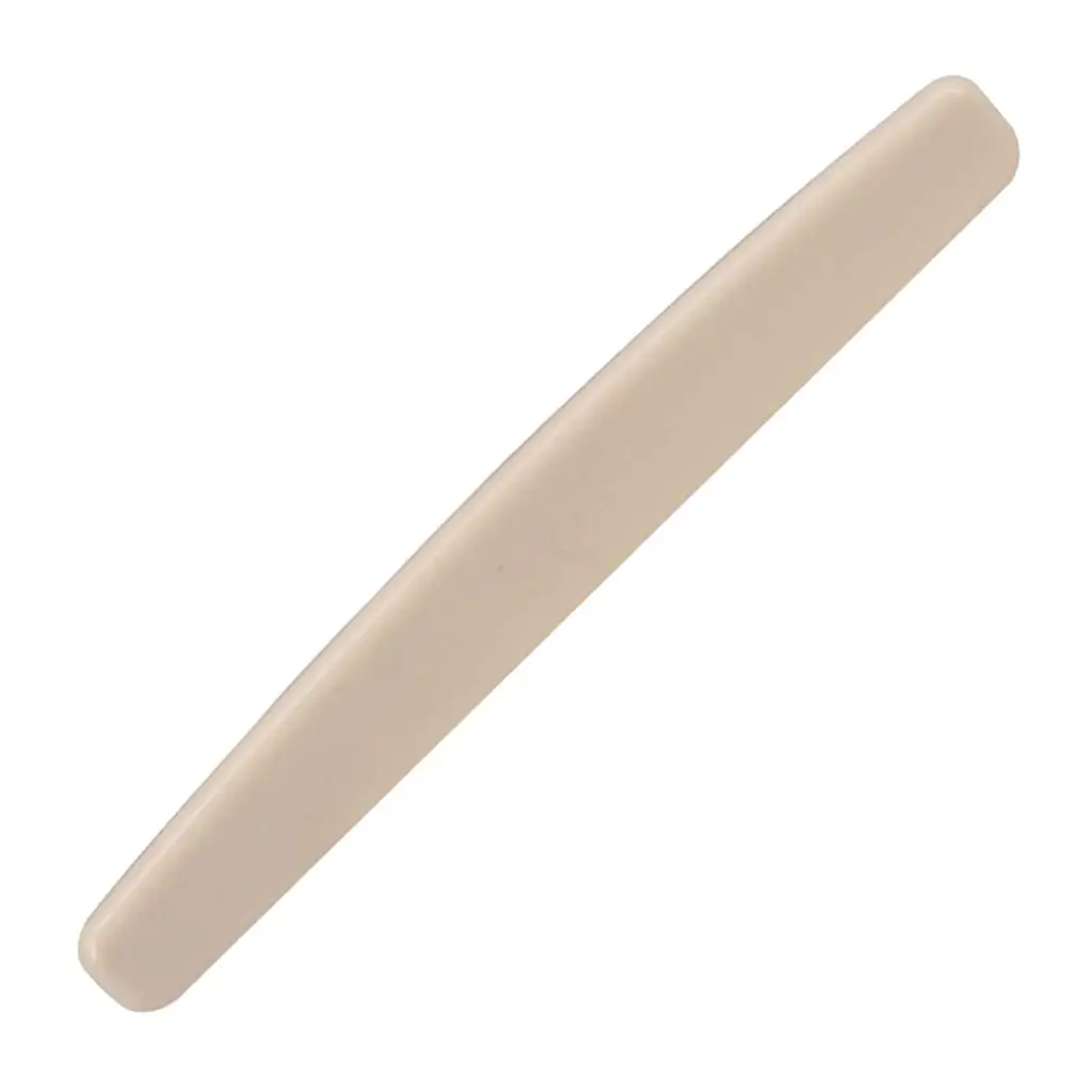 Unslotted Acoustic Guitar Bridge Saddle Beige Plastic 6 String Replacement for Folk Guitar Setup and Better Timbre