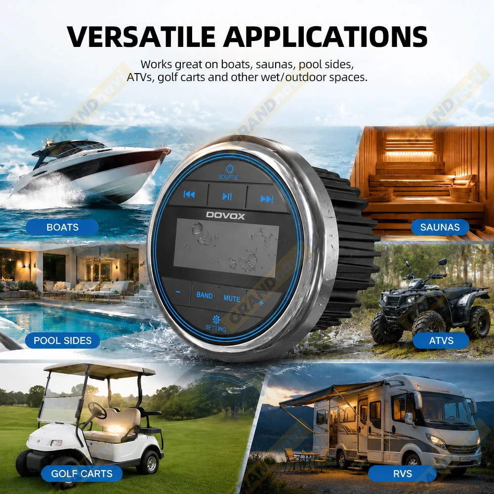 Marine Stereo Media MP3 Player Boat Radio Waterproof Bluetooth Audio Radio FM AM Receiver 4X50W For Harvesters ATV UTV SPA RZR