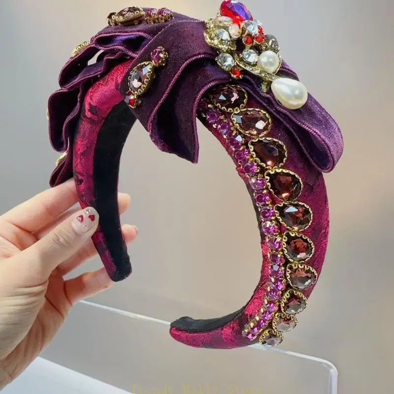 

N5KB Crystal Blingbling Headband Dark Headwear Christmas Props Karaoke Party