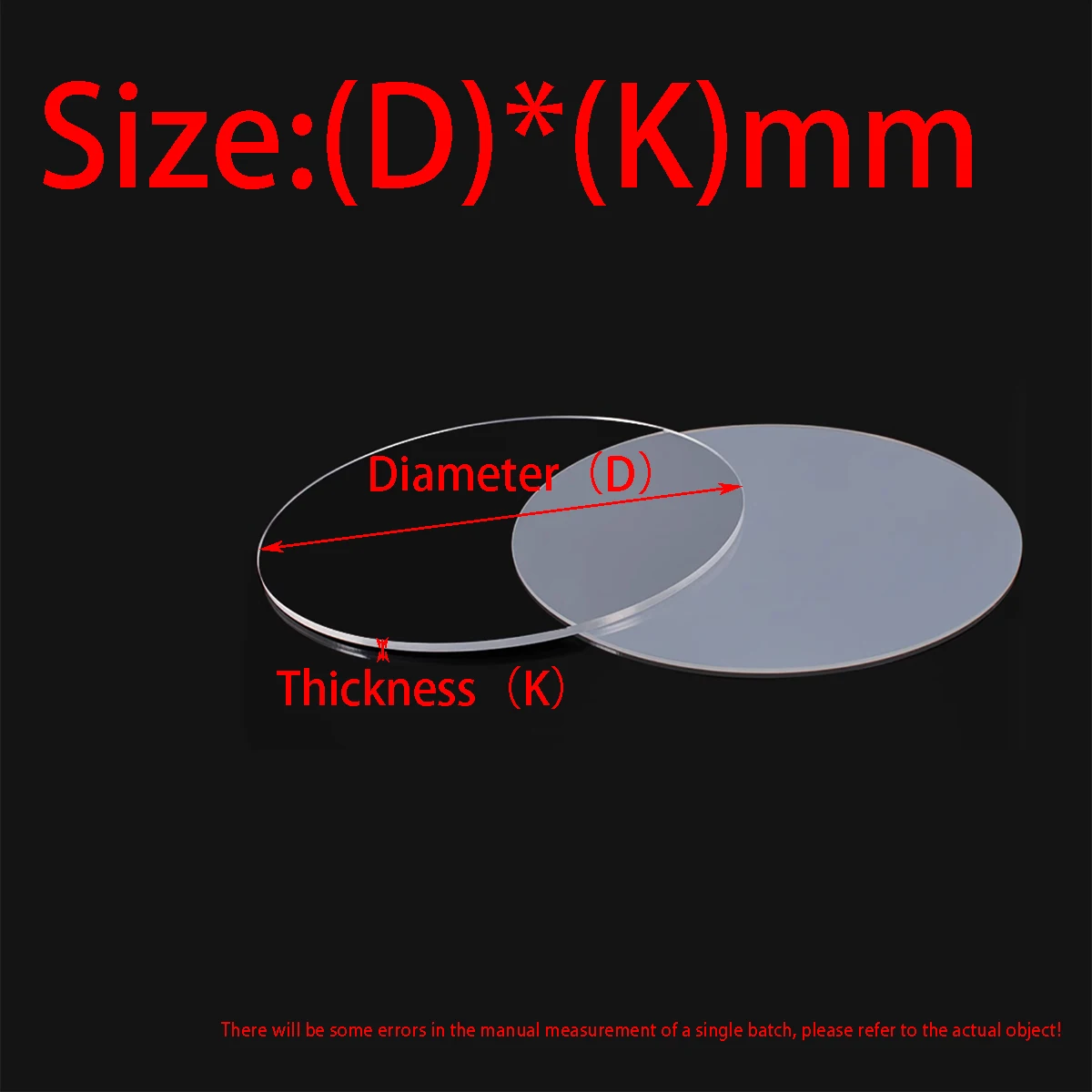 High Transparency Acrylic Disc Board, Circular Acrylic Board, Organic Glass Plastic Board, Thickness 2/3/4/5/6/8/10mm