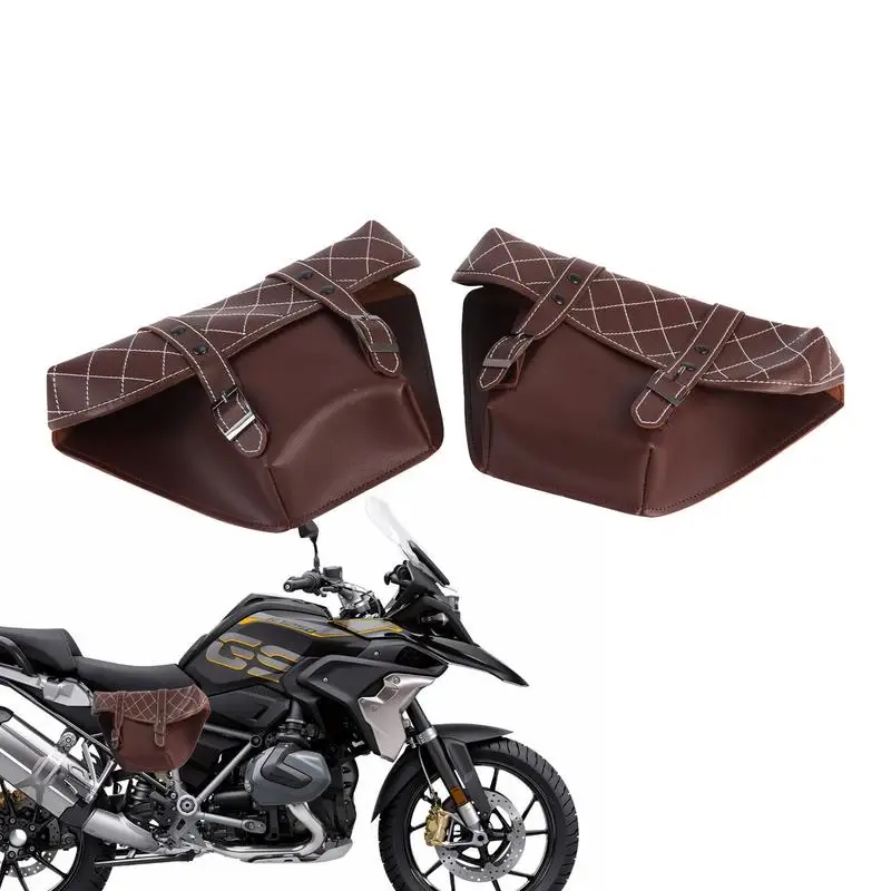 

2PCS Motorcycle Saddlebags Side Tool Bag PU Leather Luggage Saddle Bag Pouch Universal Motorcycle Accessories