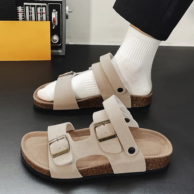 

Мужская обувь, новинка лета 2024, мужская повседневная пляжная обувь, модная молодежная уличная обувь на толстой подошве Boken Cork Two Wear Cool Trailer