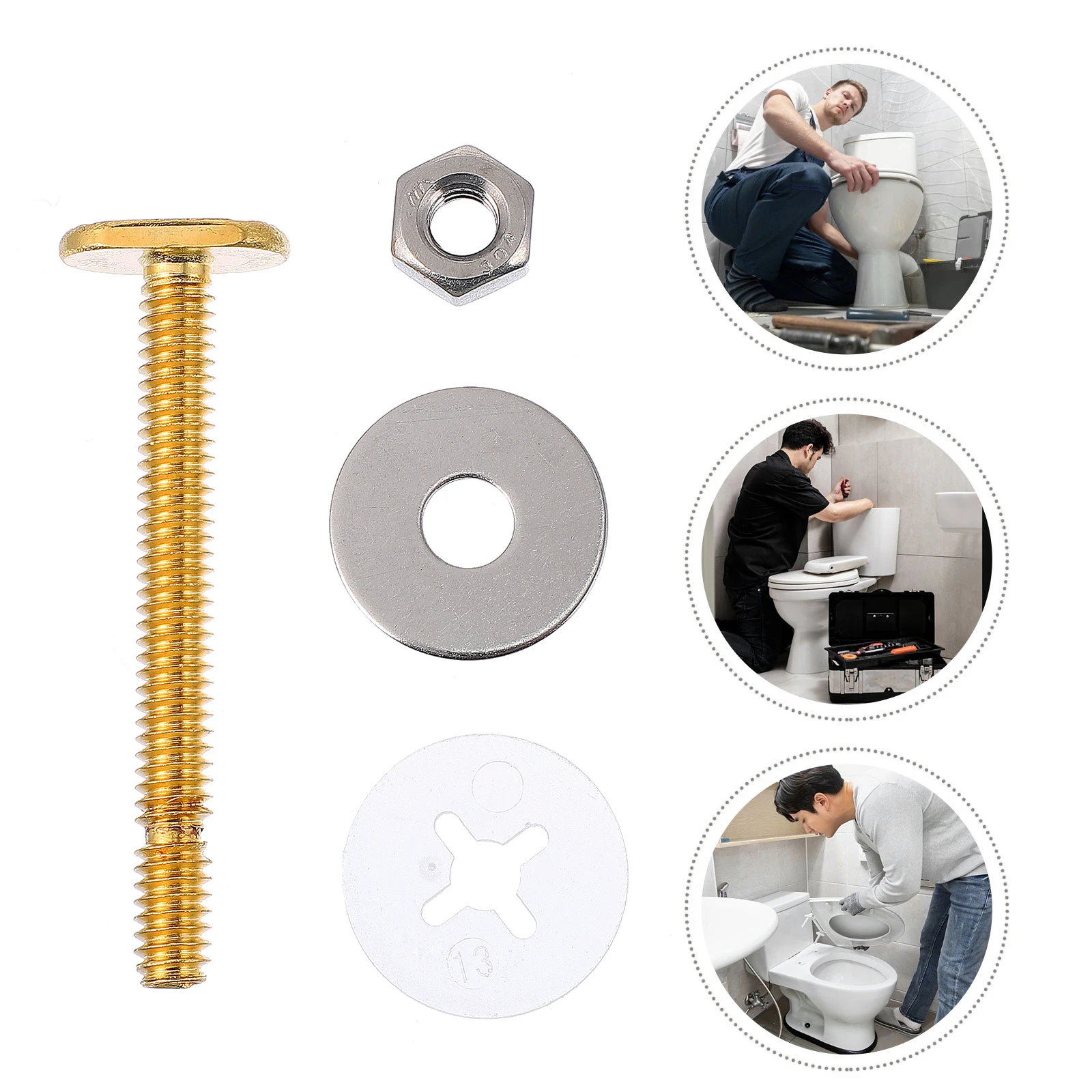 

1Pair Premium Copper Toilet Fixings Screws Replacement Durable Stable Ecofriendly Universal Bolts Toilet Seat Screws