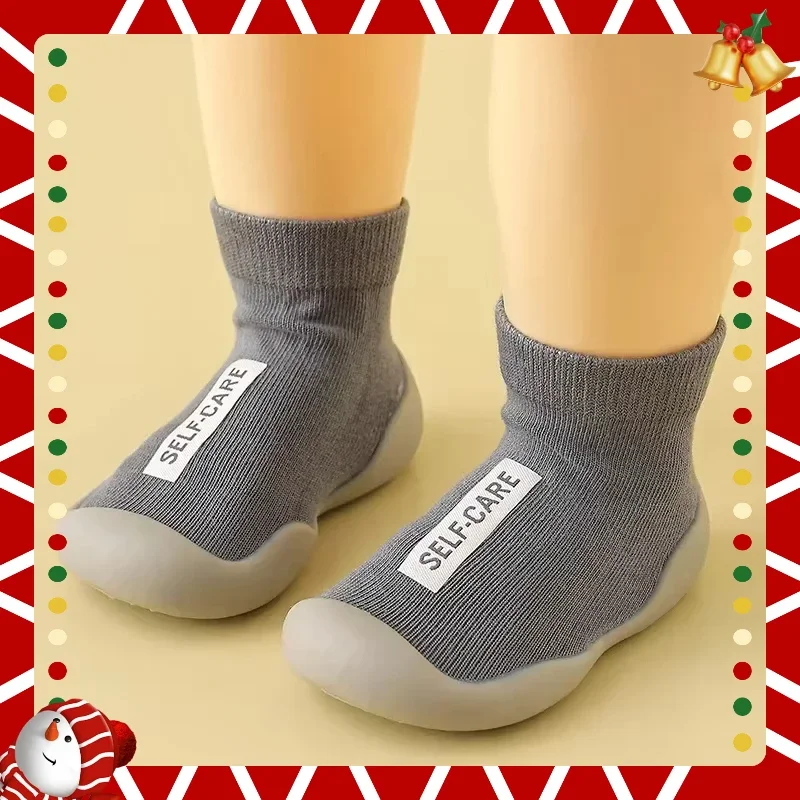 Sepatu Balita Bayi Baru Gaya Klasik Sepatu Label Kain Bayi Sepatu Kaus Kaki High-Top Hangat Dalam Ruangan Sepatu Bayi Laki-laki Sepatu Bayi Baru Lahir