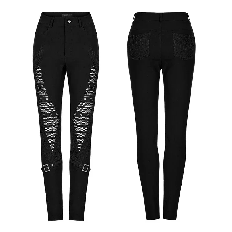 PUNK RAVE Women\'s Gothic Hollow-out Eyelet Webbing Leggings Punk Personality Handsome Sexy Girl Tights Pants Spring/autumn