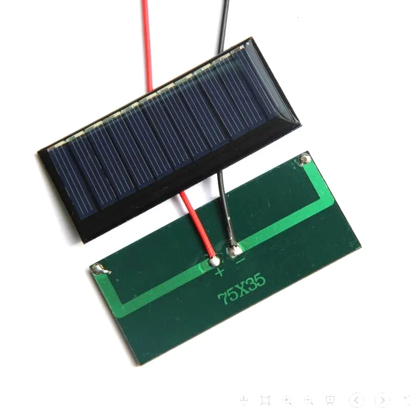 Polycrystalline 0.33W 5.5V Mini Solar Cell with Wire DIY Solar Panel Charger for 3.7V Battery 75*35MM 10PCS Free Shipping