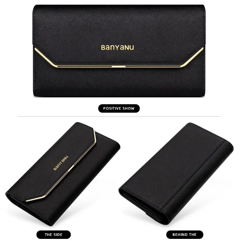 New Fashion Long Women Wallets Luxury Designer Genuine Leather RFID Card Holder Wallet for Women Clutch Purse Wallet Red Purses