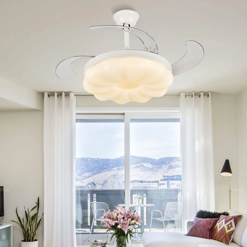 Cloud Children Bedroom Full Spectrum Ceiling Fan Light Frequency Conversion Restaurant Led Ceiling Fan Light