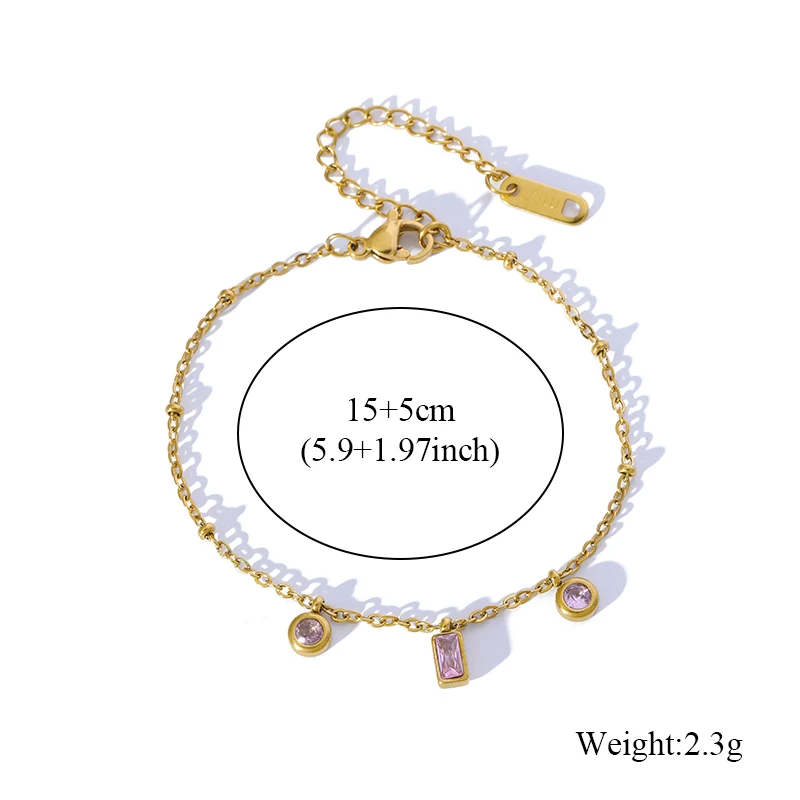 EILIECK 316L Edelstahl Rosa Kristall Zirkon Halskette Armband Set für Damen Trendige Halskette Wasserdichter Schmuck Damengeschenk – Detail 7