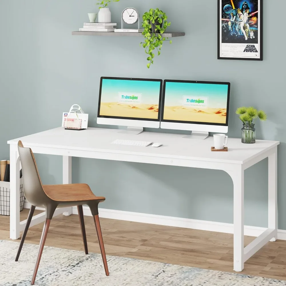 Modern Computer Desk, 63 x 31.5 inch Large Executive Office Desk Computer Table Study Writing Desk Workstation for Home Office