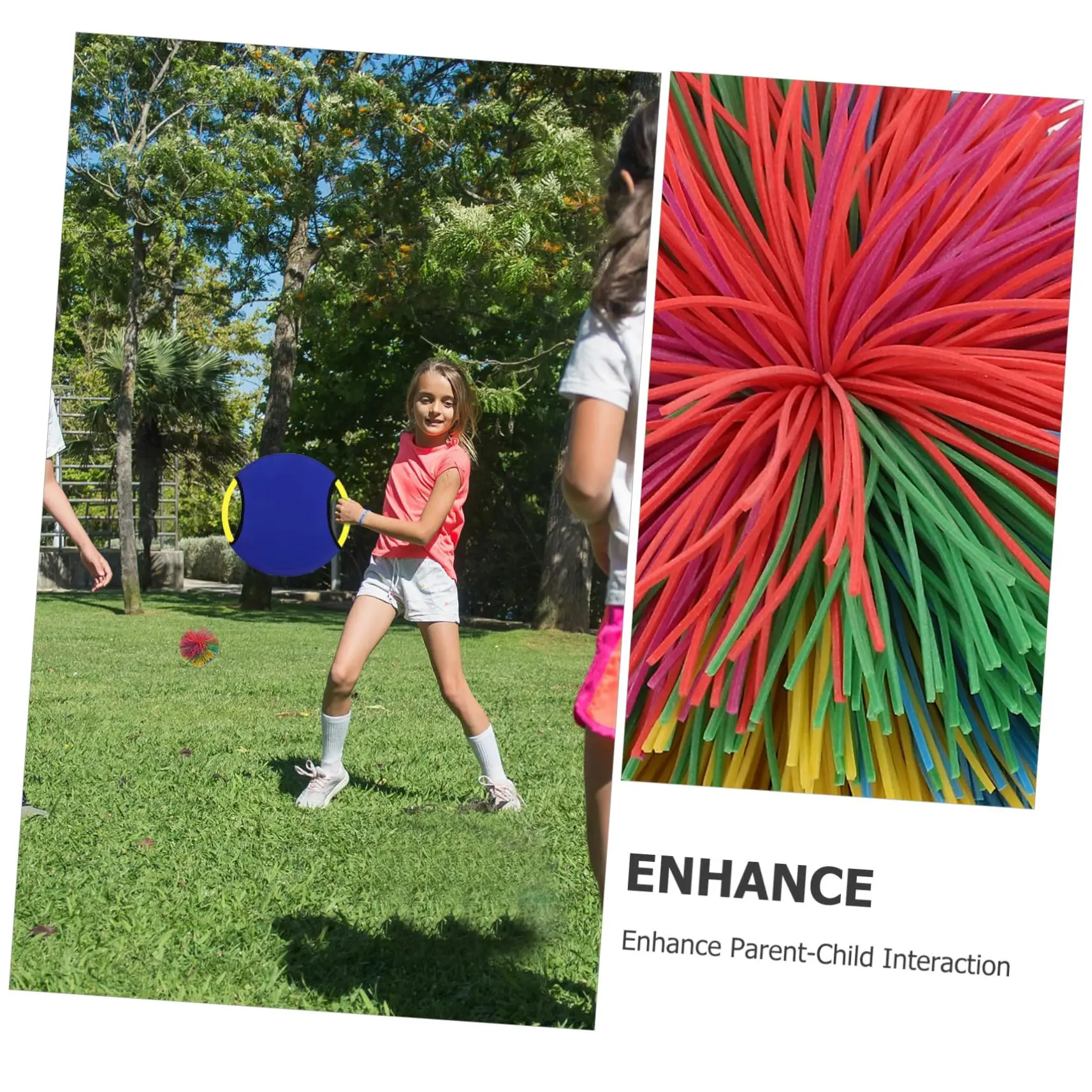 Bouncing Circle Throwing Training Toys Kids Adult Outdoor Interactive Cooperative Games Elastic Paddle Ball Fun Game