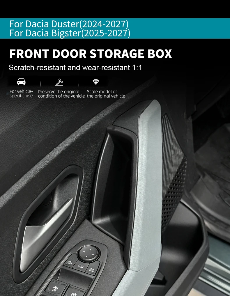 Für Dacia Duster 2024-2027 Dacia Bigster 2025-2027 Auto Vordertür-Aufbewahrungsbox Dekorative Modifikation Innenausstattung Zubehör – Detail 1