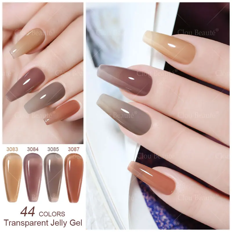Clou Beaute 15 ml Jelly Nude Translucent Gel Polish Crystal Soak Off UV LED Semi Permanent Nail Art Lack Matte Top Base Coat