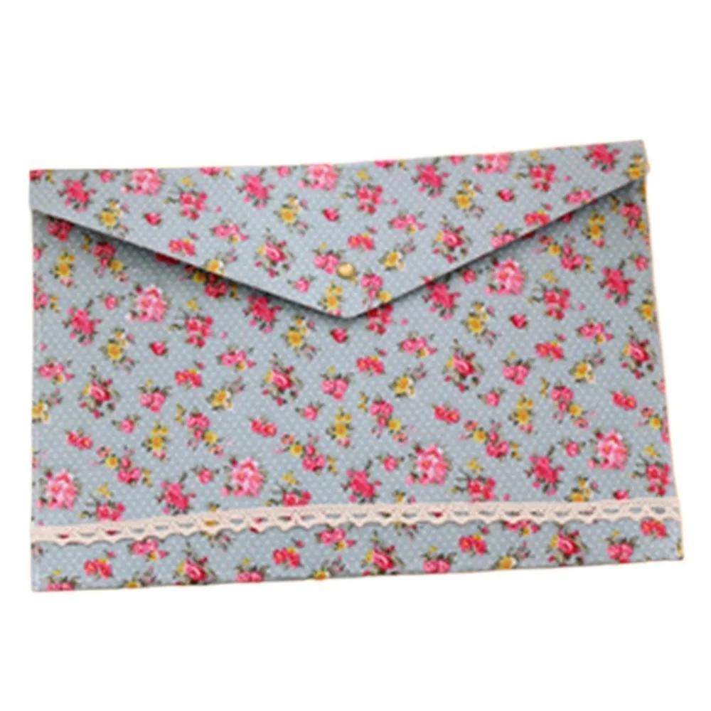 Document Protector Floral a4 File Bag Soft Data Storage Button Folder Waterproof Large Capacity Envelope File Organizer Students