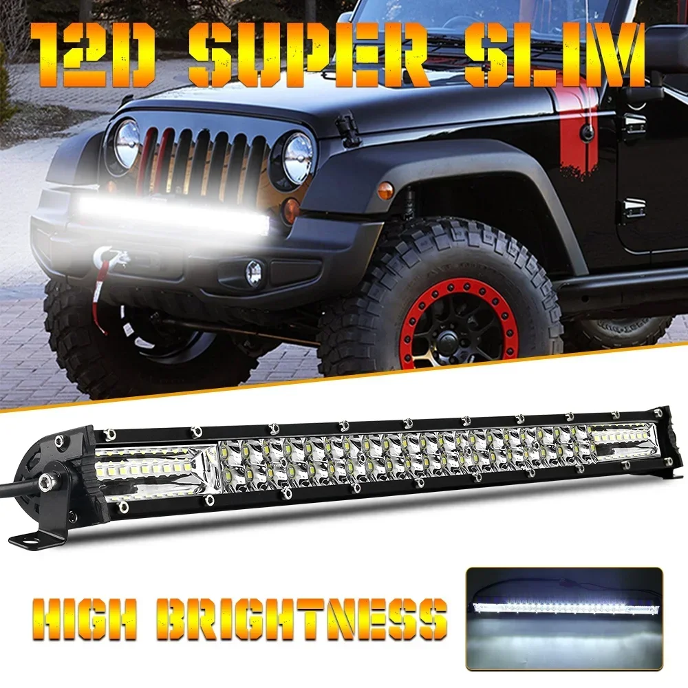 High Power 12D Led Light Bar 60W 120W 180W 240W 300W Led Work Lights Spot Flood Combo Beam for Truck Tractor SUV ATV Offroad