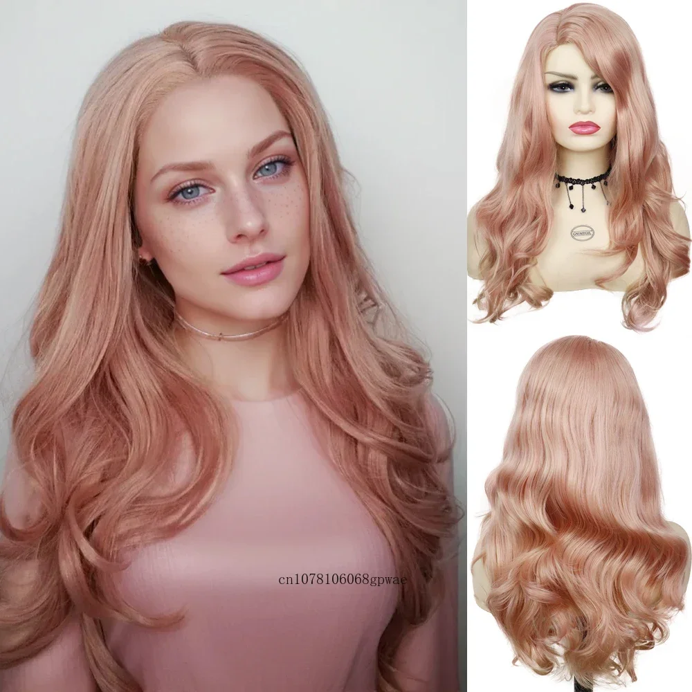 

Halloween Pink Wig Synthetic Long Curly Wigs for Women Lady Soft Natural Looking Cosplay Party Lolita Wigs Anime Heat Resistant