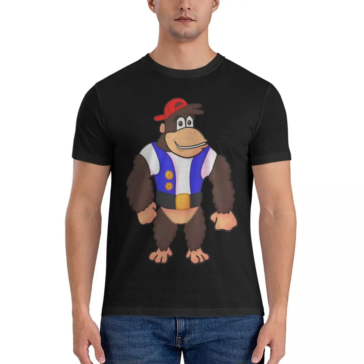 Chunky Kong Men T Shirt D-Donkey Kong Game Funny Tees Short Sleeve Crew Neck T-Shirts Pure Cotton Original Clothing