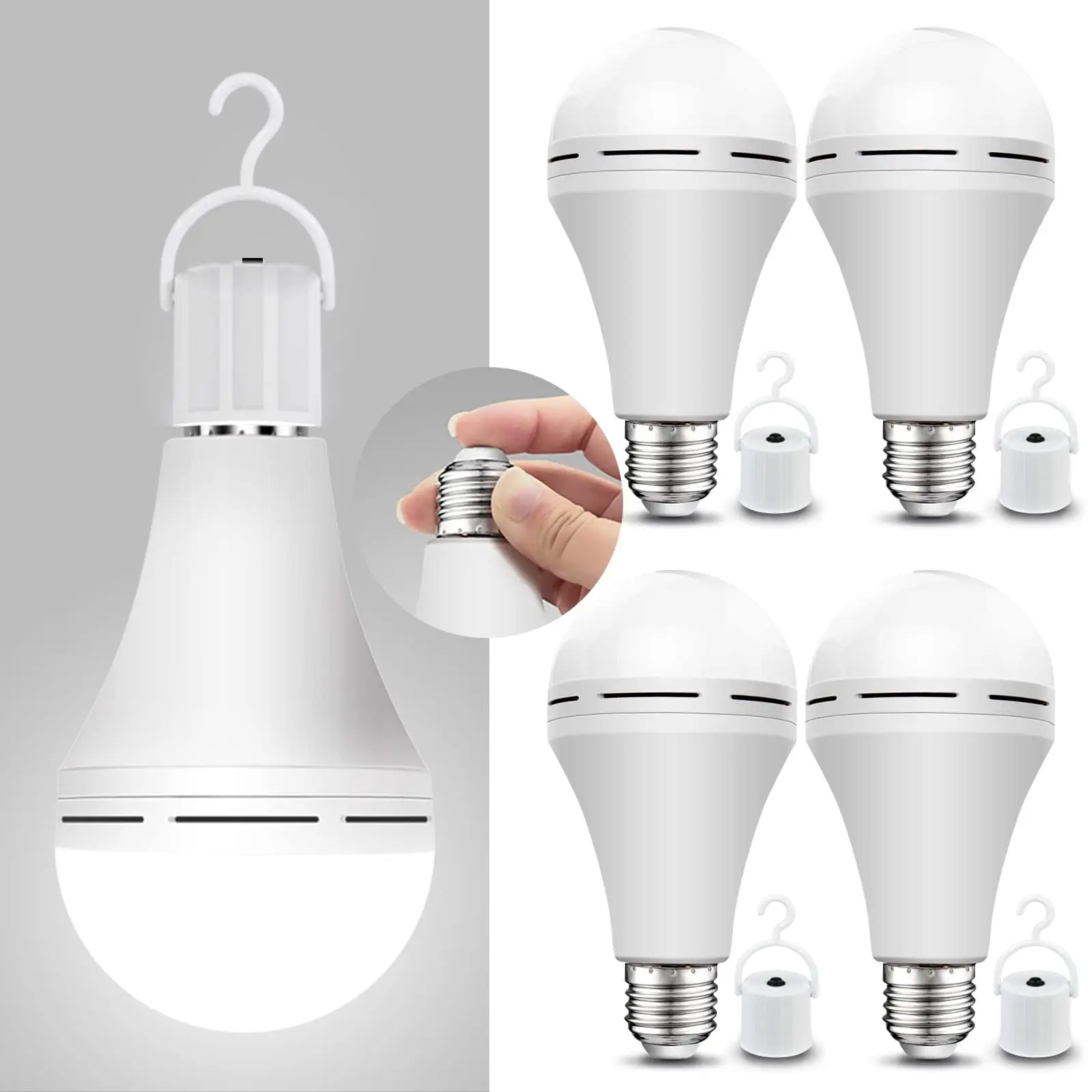 

2-in-1 Daily & Emergency A21 LED Light Bulbs! Self-Charging 6500K Daylight Bulbs with E26/E27 Base, 4-5 Hours Power Outage Backup, 1/2/4/6 Pack for Home & Camping Use