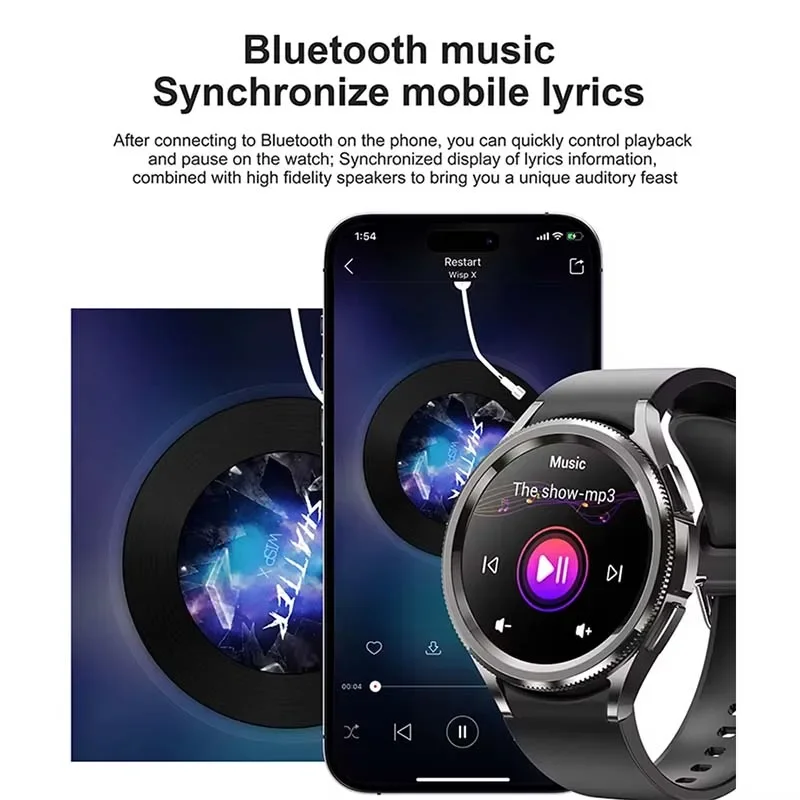 2024 New Watch 6 Classic Smartwatch for Men Women Sports Fitness Headphones Included Health Monitoring Waterproof Bluetooth Call