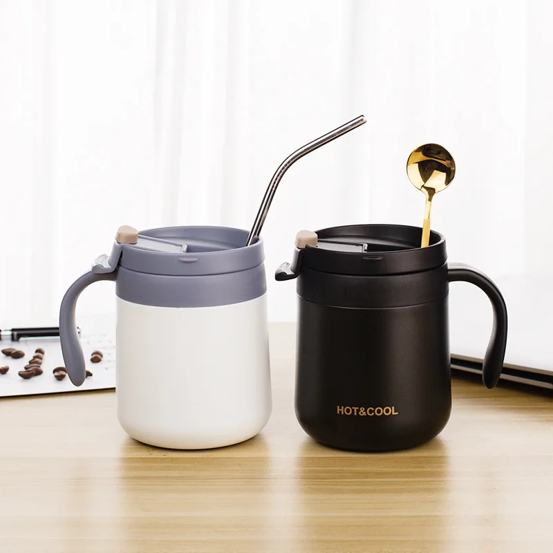 

2024 New Product Office Coffee Cup Stainless Steel Double-Layer Vacuum Spray Paint Mug With Handle Heat Preservation Coffee Cup